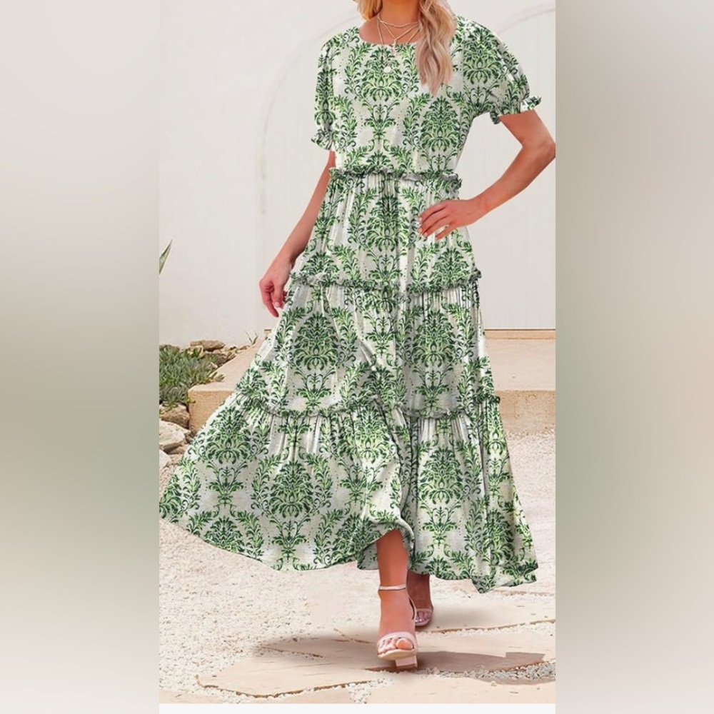 YESNO Summer Casual Bohemian Floral Long Maxi Dress with Pockets